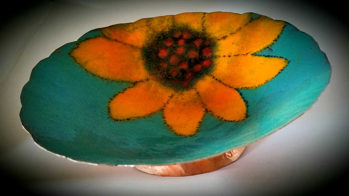 custom contemporary enamelware large sunflower bowl maker portsmouth nh