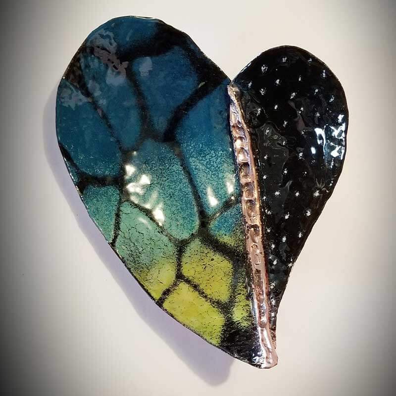 custom contemporary enamelware turquoise heart bowl maker portsmouth nh 2